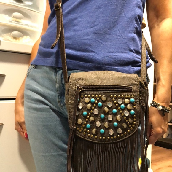 Free People CrossBody Fringed Jeweled Purse - Picture 8 of 8